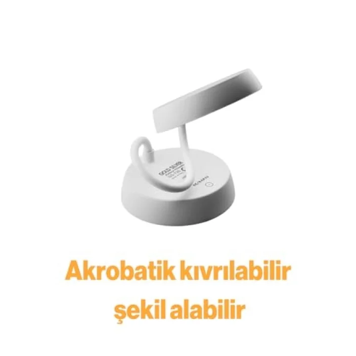 Şarjlı Akrobat 360° Masa Üstü Lamba 3 Kademe Dokunmatik Çalışma Okuma Işığı Gece Lambası Soft Işık