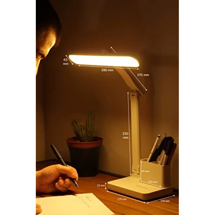Şarjlı Masa Lambası 3 Renk Dokunmatik Telefon Standlı Kademeli Çalışma Okuma Işığı Gece Lambası