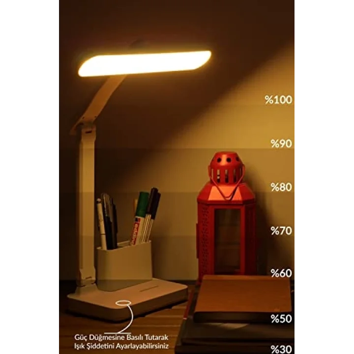 Şarjlı Masa Lambası 3 Renk Dokunmatik Telefon Standlı Kademeli Çalışma Okuma Işığı Gece Lambası