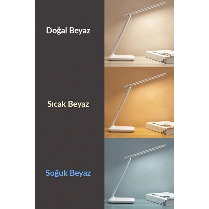 Şarjlı Masa Lambası 3 Renk Dokunmatik Telefon Standlı Kademeli Çalışma Okuma Işığı Gece Lambası 9W 3 Aydınlatma Modlu Taşınabilir Küçük Masa Lambası, Çocuklar için Çalışma, Yurt