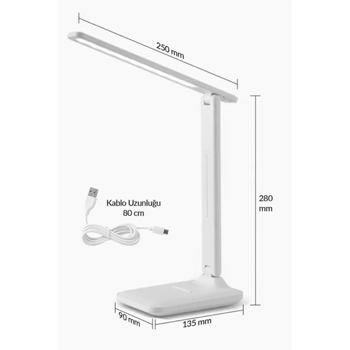 Şarjlı Masa Lambası 3 Renk Dokunmatik Telefon Standlı Kademeli Çalışma Okuma Işığı Gece Lambası 9W 3 Aydınlatma Modlu Taşınabilir Küçük Masa Lambası, Çocuklar için Çalışma, Yurt