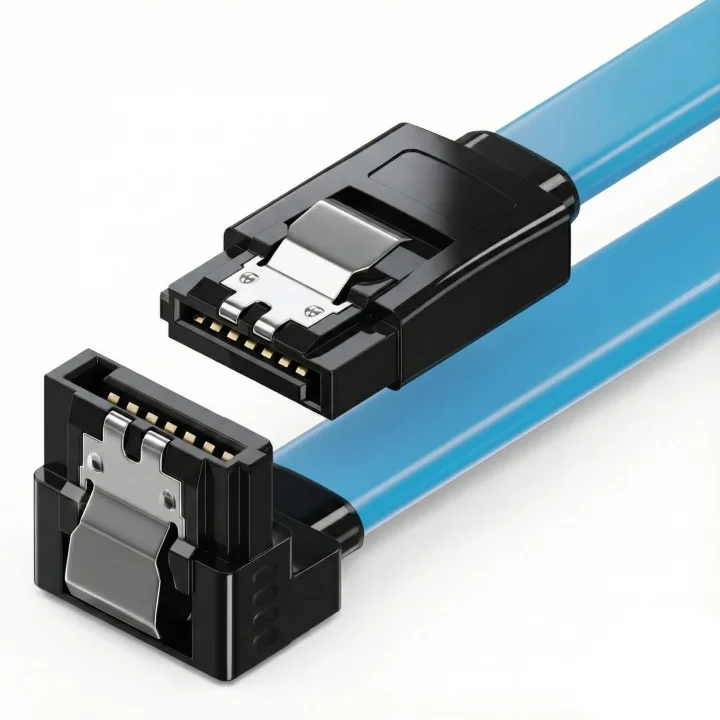 SATA 3.0 Data Kablosu 40 cm - 6Gbps’ye Kadar Hız - 90° Dirsek Uç - Yassı Kablo - Kilitli Konnektör - HDD, SSD Uyumlu - SATA III Veri Kablosu - PC ve Harici Kasa İçin