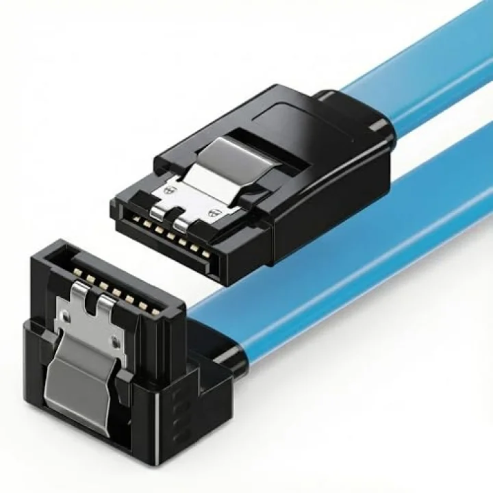 SATA 3.0 Data Kablosu 40 cm - 6Gbps’ye Kadar Hız - 90° Dirsek Uç - Yassı Kablo - Kilitli Konnektör - HDD, SSD Uyumlu - SATA III Veri Kablosu - PC ve Harici Kasa İçin