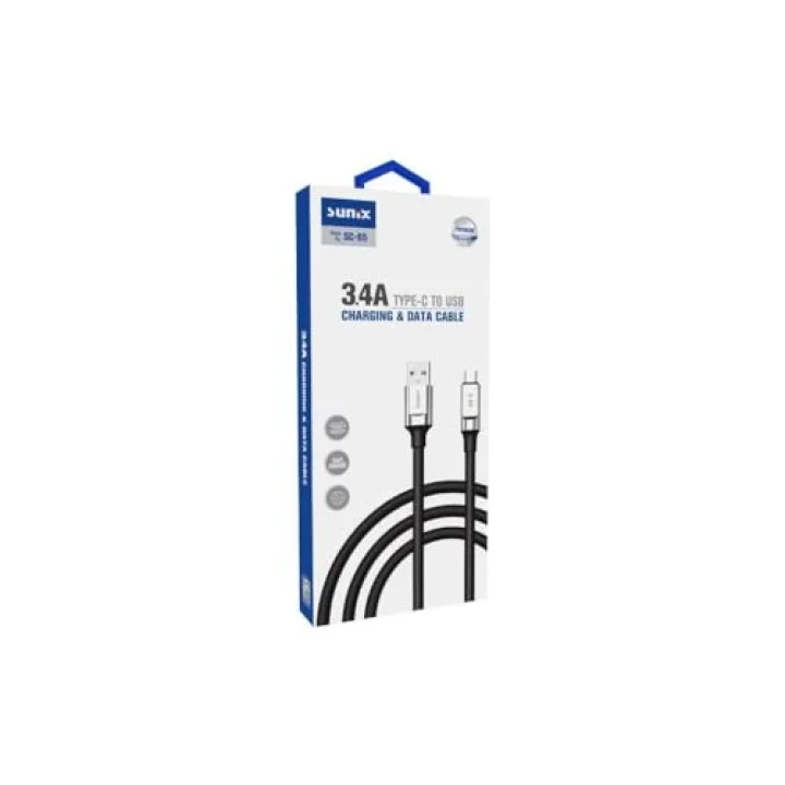SC-65 3.4A Type-C Şarj ve Data Kablosu Siyah