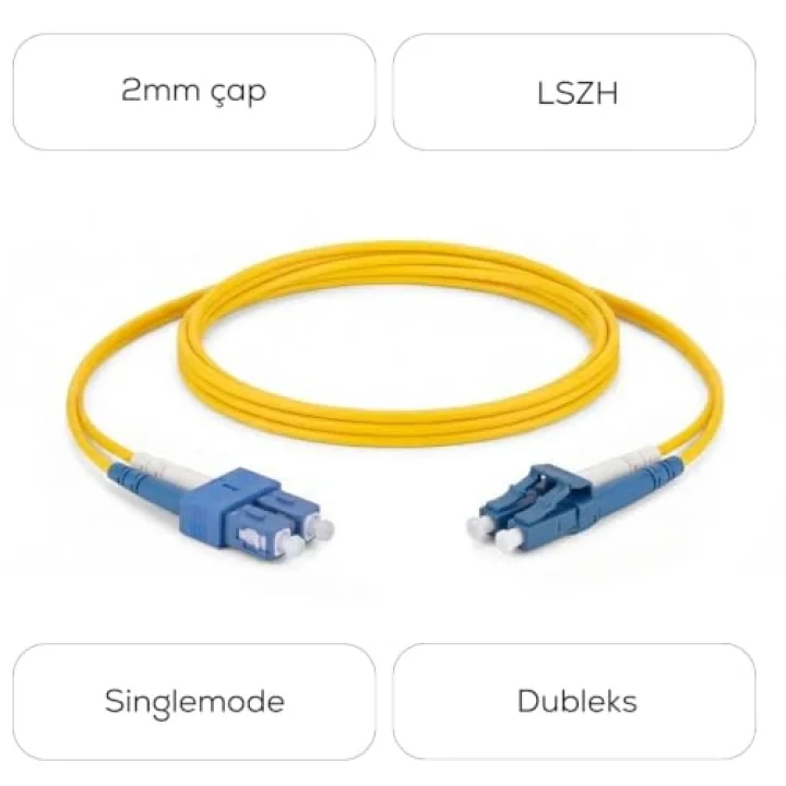 SC/UPC-LC/UPC Singlemode Dupleks 1 Metre Fiber Patch Cord