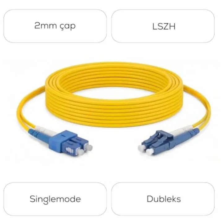 SC/UPC-LC/UPC Singlemode Dupleks 5 Metre Fiber Patch Cord