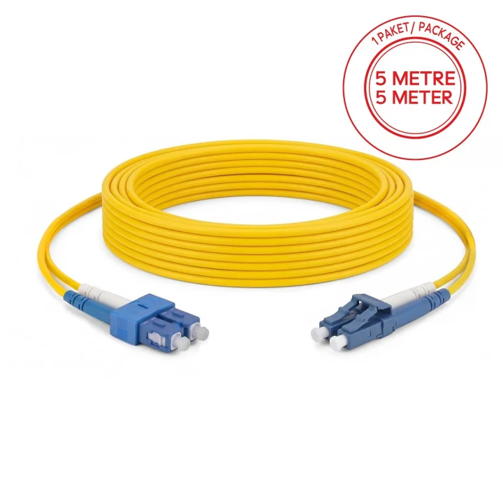 SC/UPC-LC/UPC Singlemode Dupleks 5 Metre Fiber Patch Cord