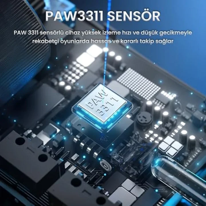 SC380 Pro PAW3311 Sensör 12000 DPI 1000Hz Kablolu ve Kablosuz Gaming Oyuncu Mouse Siyah