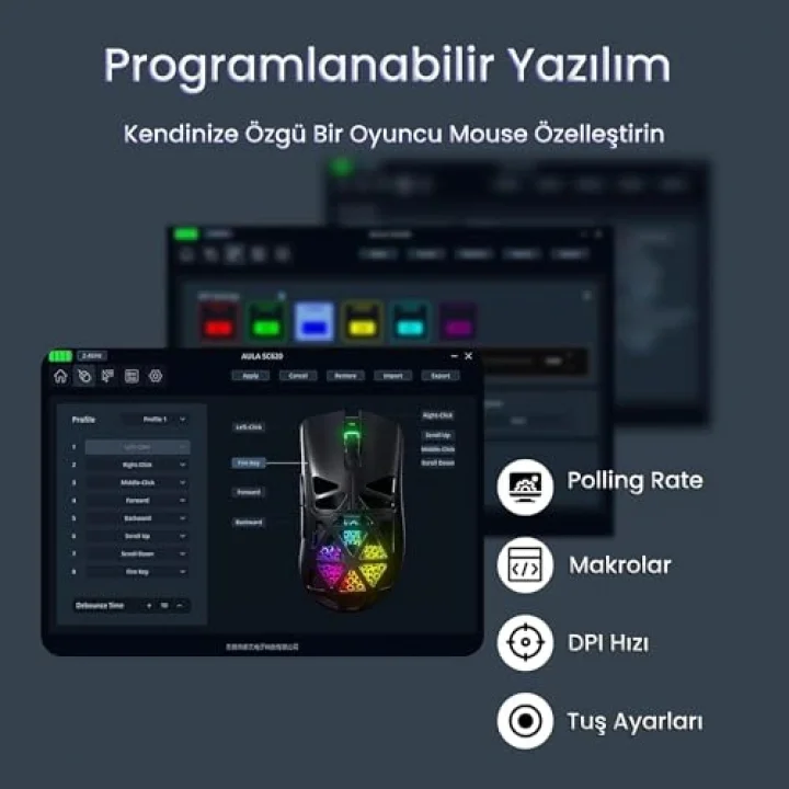 SC620 PAW3311 Sensör 12000 DPI 1000Hz Kablolu ve Kablosuz Gaming Oyuncu Mouse Siyah