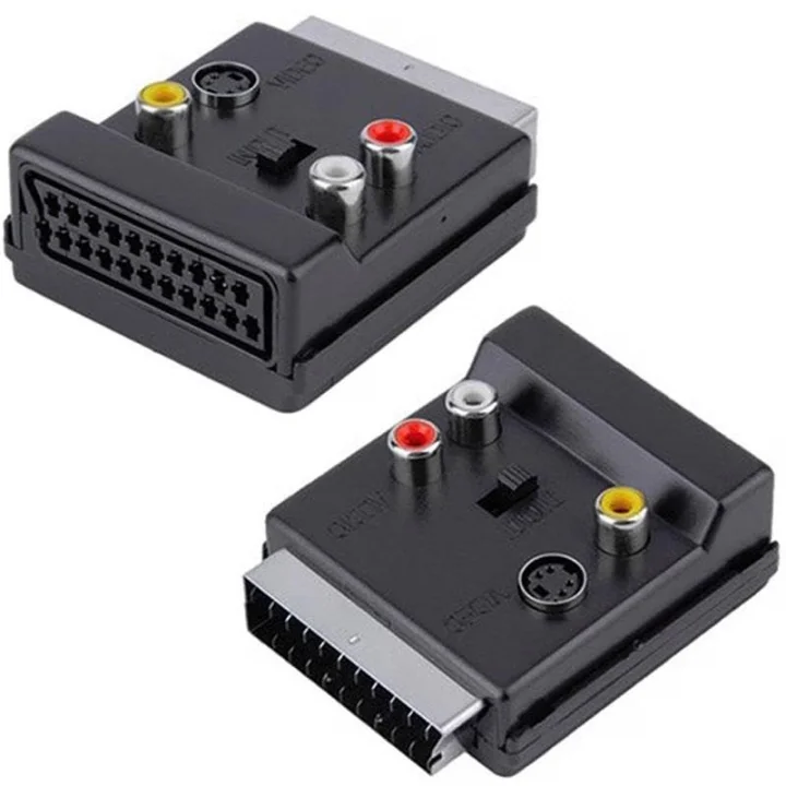 Scart Erkek Di̇şi̇ - Rca - S-vi̇deo Anahtarli Çi̇ft Yönlü Av Görüntü Ses Çevi̇ri̇ci̇ Adaptör (21 Pi̇n)