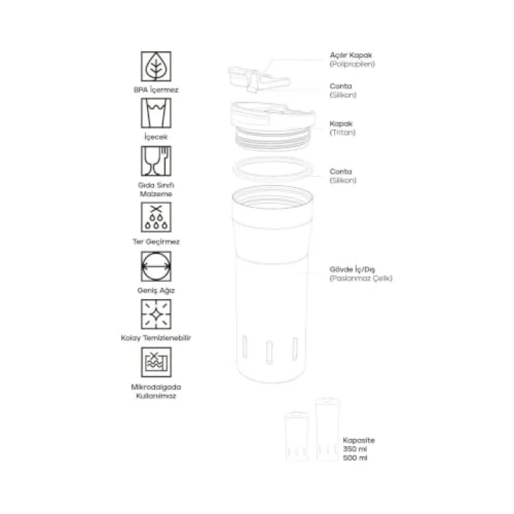 Schafer Santeco Kariba Termos 350 Ml- Pembe