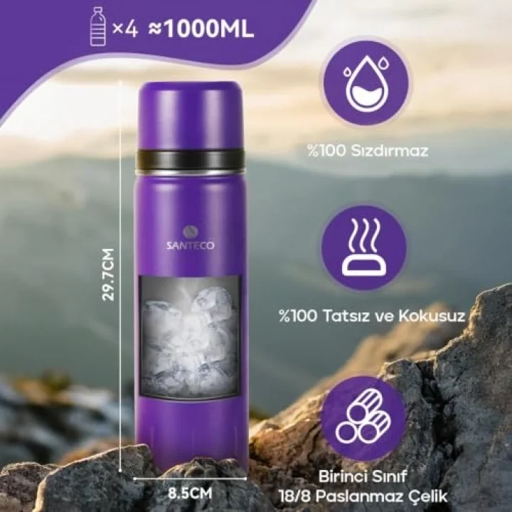 Schafer Santeco Kolima 2 Kapaklı Termos 1 L-Mor
