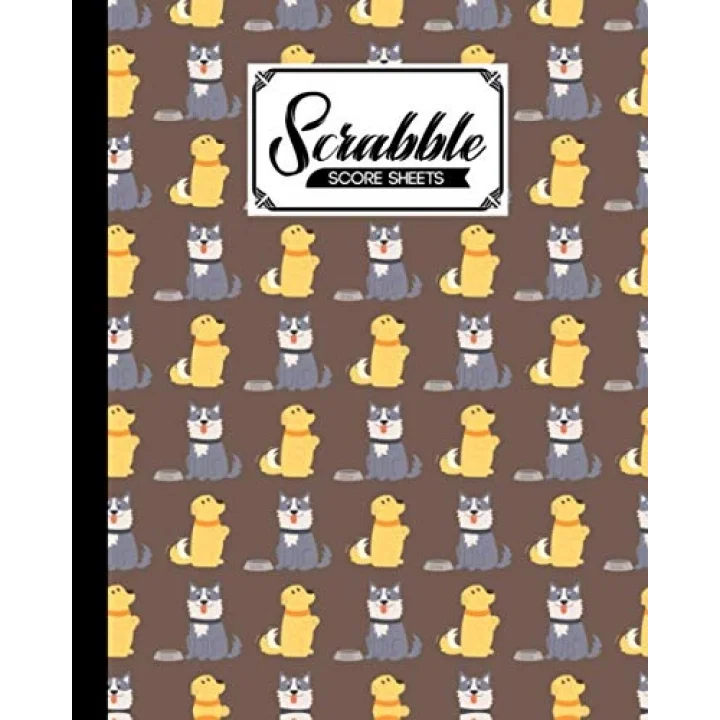 Scrabble Score Sheet: Scrabble Game Record book For up to 4 Players, Scrabble Game Sheets For Board Game Words Building, 121 Pages, Size 8 x 10 | Dogs Cover