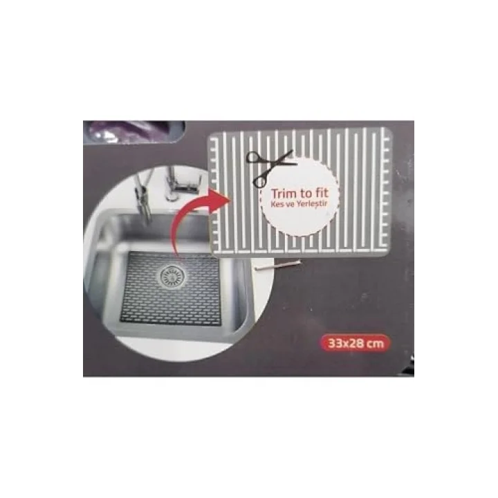 Seahome Dikdörtgen Silikon Lavabo Buzluk Matı 33X28 Cm Antrasit Renk 1 Adet Gp115