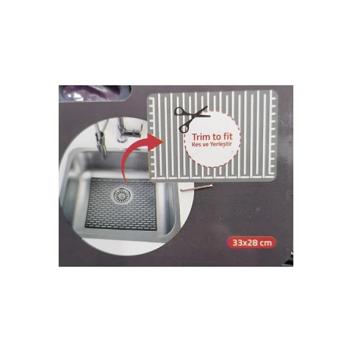 Seahome Dikdörtgen Silikon Lavabo Buzluk Matı 33X28 Cm Antrasit Renk 1 Adet Gp115