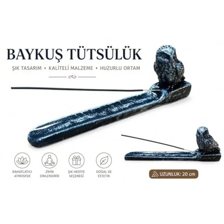 Seb Concept Sertmix Tütsü Hediyeli Dekoratif Baykuş Tütsülük (Gümüş)
