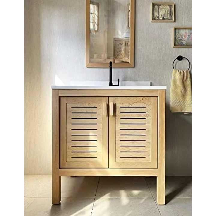 Sedir Ağacı Masif Ahşap Banyo Dolabı 80cm