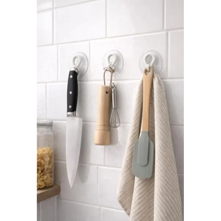 Şeffaf Cam Vantuzlu Askı Seti 16’lı, 4 cm x 4 cm Kompakt Tasarım, 4 cm Çap Güçlü Vakumlu Yapışma, Delme ve Vidalama Gerektirmez, İz Bırakmadan Sökülebilir, Banyo Mutfak Duş Camı Fayans İçin Uygun