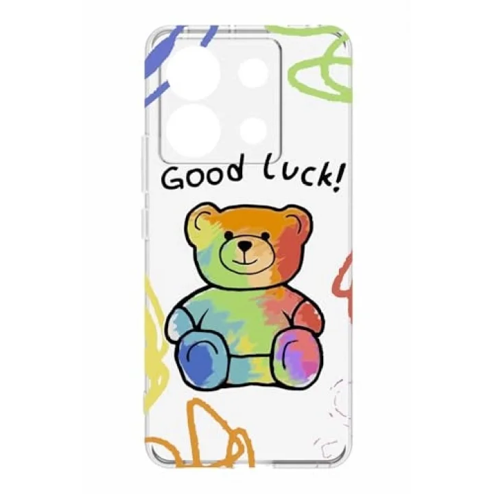 Şeffaf Silikon Telefon Kılıfı, Kamera Korumalı, Good Luck Baskılı, Şeffaf