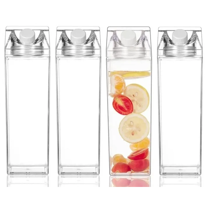 Şeffaf Süt Kutusu Tasarımlı İçecek Şişesi, Mika Su Kahve İçecek Şişesi 500 Ml