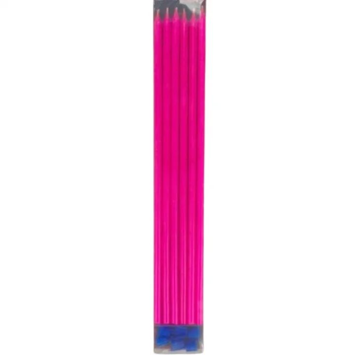 Şeker Pembe Çubuk Mum 20 cm 6 Adet