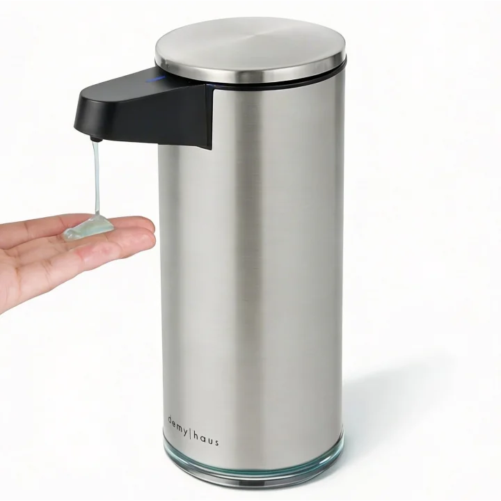 SensePro Sensörlü Otomatik Sıvı Sabunluk | Şarjlı Paslanmaz Çelik | 380ml 5 Kademeli Dozaj | Temassız Hijyenik | Banyo ve Mutfak | Metalik Gri