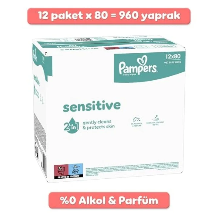 Sensitive Bebek Islak Havlu 12 Paket 960 Yaprak
