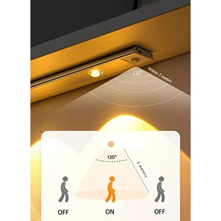 Sensörlü Şarjlı 3 Farklı Işık Renkli Dimmerli 40cm Siyah Cata Bella Ultra Slim Kabin Led