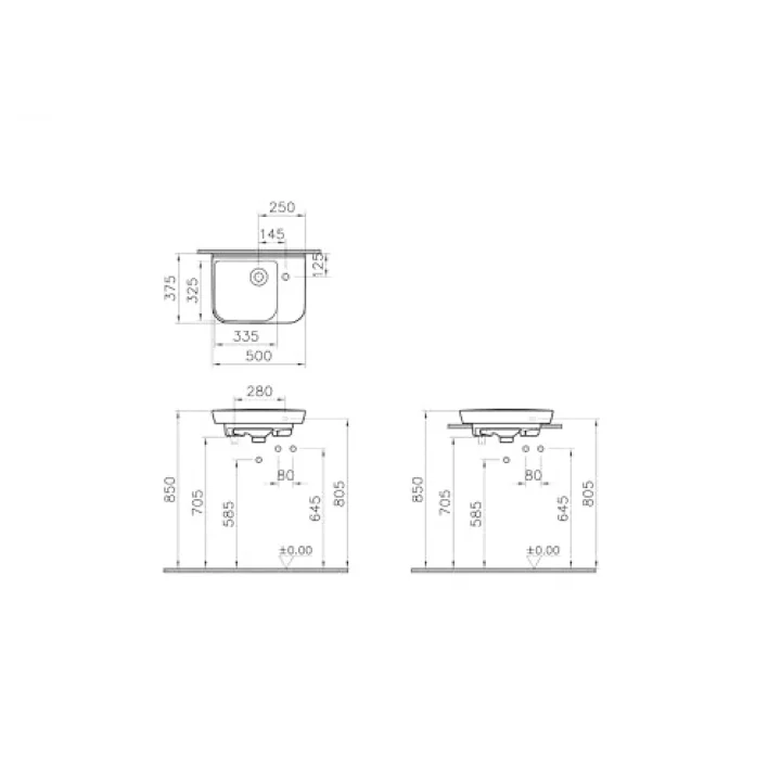 Sento 5945B003-0029 Lavabo, 50 cm, Beyaz