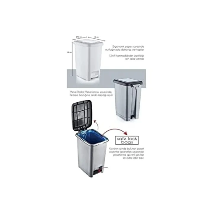 Şenyayla Slim Pedallı 60 lt Çöp Kovası