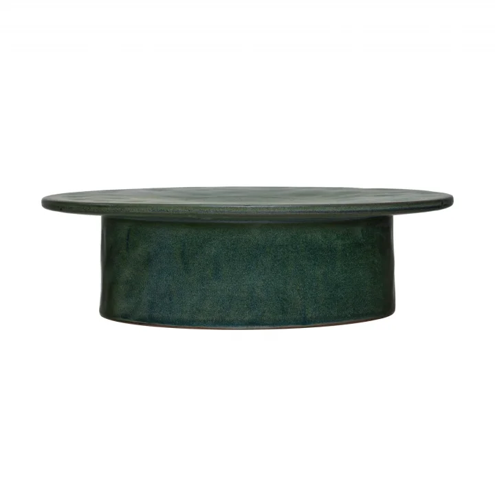 Seramik Kaide, Mat Yeşil Reaktif Sır Dekoratif Vurgular, 30,48 cm U x 30,48 cm G x 10,16 cm Y