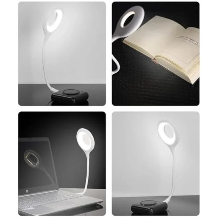 Sesle Kontrol 3 Renk Işık Modlu Akrobat USB LED Kitap Okuma Işığı, USB Gece Işığı Lambası, 20 LED, Sesle Kontrol Masası Işığı, Ses Komutları Açıklamada Mevcuttur