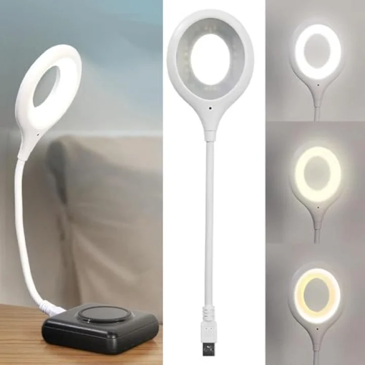 Sesle Kontrol 3 Renk Işık Modlu Akrobat USB LED Kitap Okuma Işığı, USB Gece Işığı Lambası, 20 LED, Sesle Kontrol Masası Işığı, Ses Komutları Açıklamada Mevcuttur