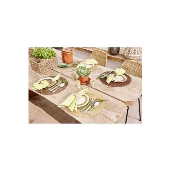 Set de table rond rotin Blanc