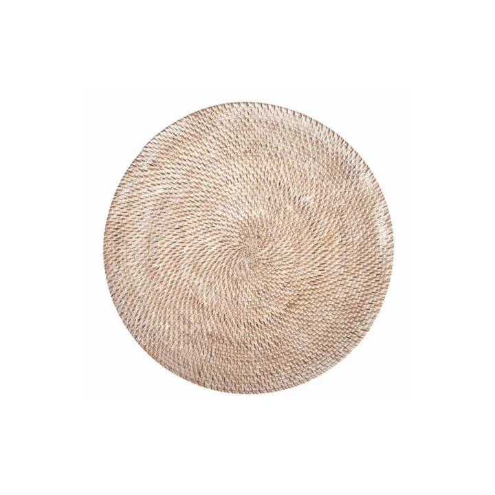 Set de table rond rotin Blanc
