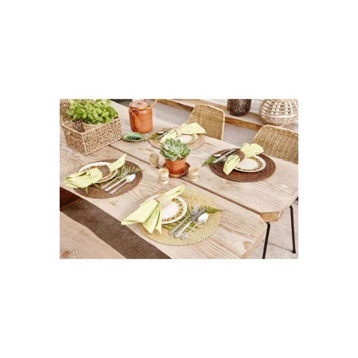 Set de table rond rotin Blanc