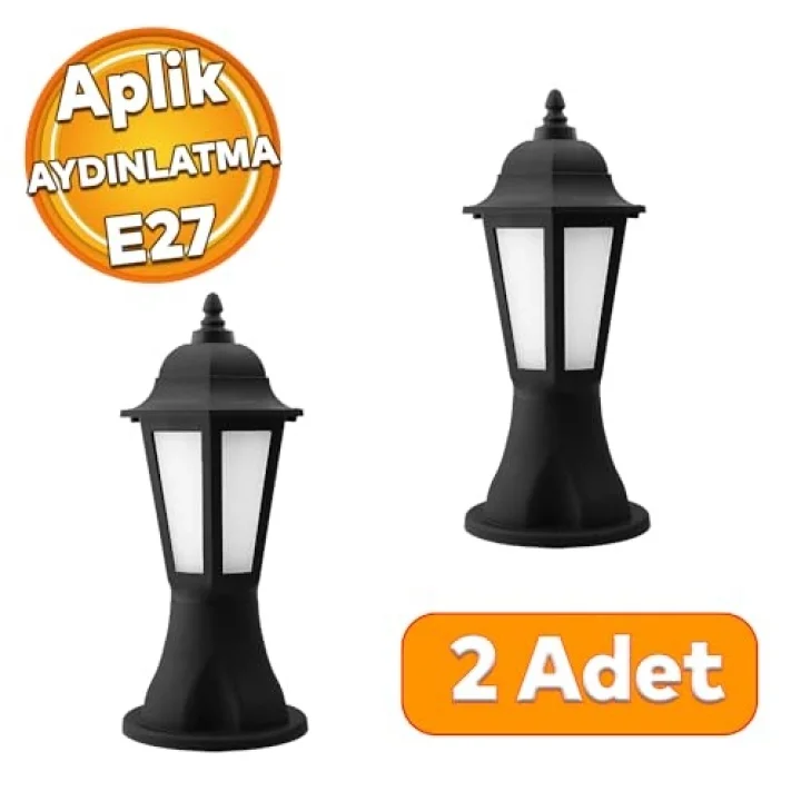 Setüstü Sokak Bahçe Aplik Lamba Aydınlatma Lale Bahçe Duvar Üstü Armatürü E27 Duy Siyah Plastik