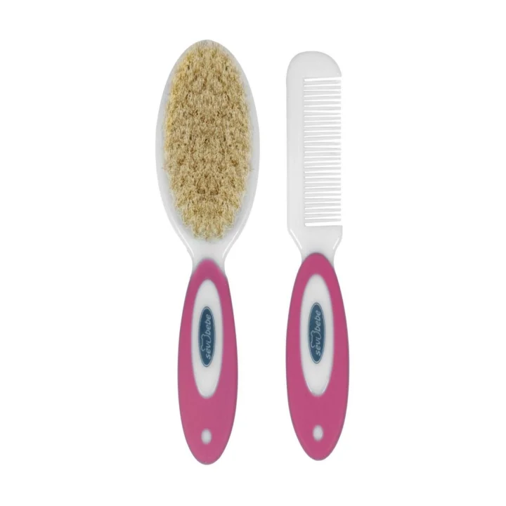 Sevi Bebe Naturel Fırça Tarak Pembe