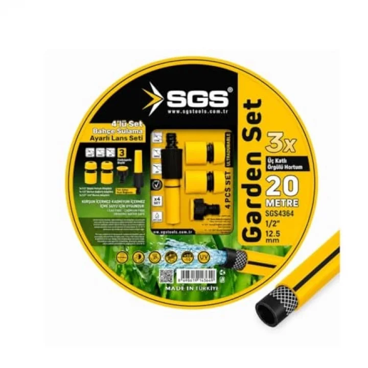 SGS4364 Gardenflex Hortum 20mt 4 Prç.Lans Set