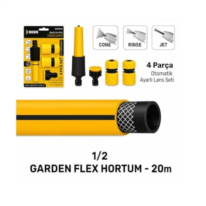 SGS4364 Gardenflex Hortum 20mt 4 Prç.Lans Set