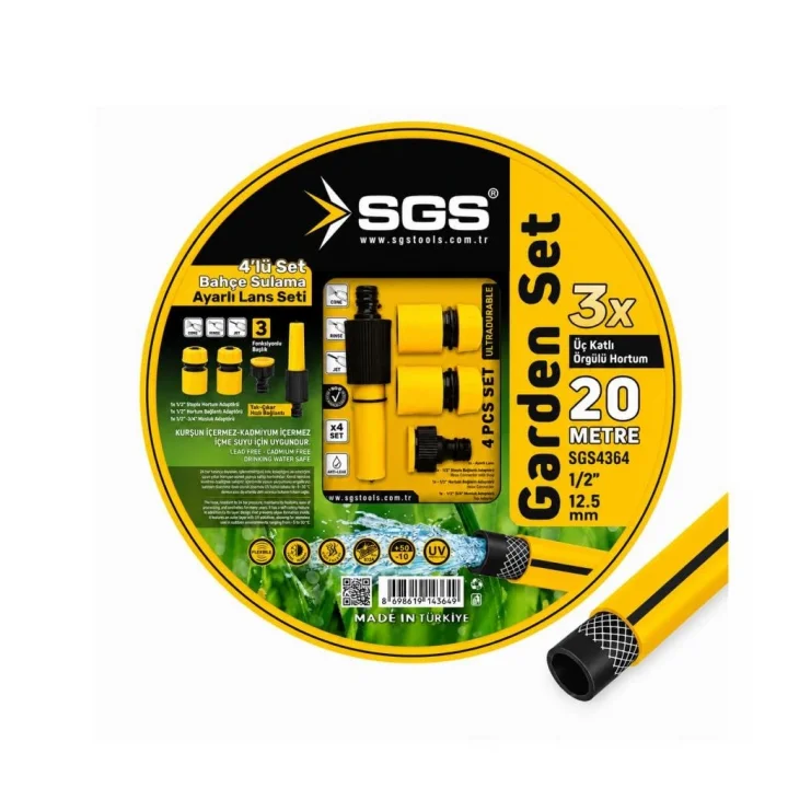 SGS4364 Gardenflex Hortum 20mt 4 Prç.Lans Set