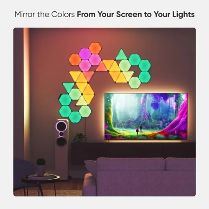 Shapes Ultra Black Altıgen Başlangıç ​​Kiti, 9 Akıllı RGBW LED Paneli – 16 Milyon Renk, Modüler Wi-Fi İç Mekan Duvar Aydınlatması; Alexa, Google ve Apple ile Uyumlu