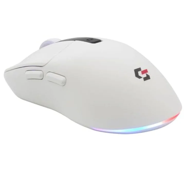 Sharper RGB Işıklı Kablosuz Gaming Oyucu Mouse 12000 DPI, Ultra Hafif, Bluetooth + 2.4G Kablosuz + Kablolu, Huano Silent Switch Tıklama, PAW3311 Sensör, 400mAh Batarya, Beyaz Gamer Faresi