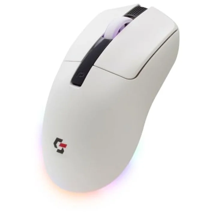 Sharper RGB Işıklı Kablosuz Gaming Oyucu Mouse 12000 DPI, Ultra Hafif, Bluetooth + 2.4G Kablosuz + Kablolu, Huano Silent Switch Tıklama, PAW3311 Sensör, 400mAh Batarya, Beyaz Gamer Faresi