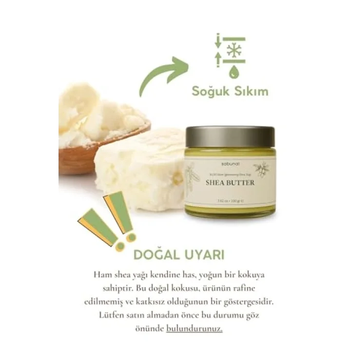 Shea Yağı Soğuk Sıkım Ham Işlenmemiş 1. Sınıf Kalite%100 Raw Virgin Shea Butter 100 gr 2 ADET