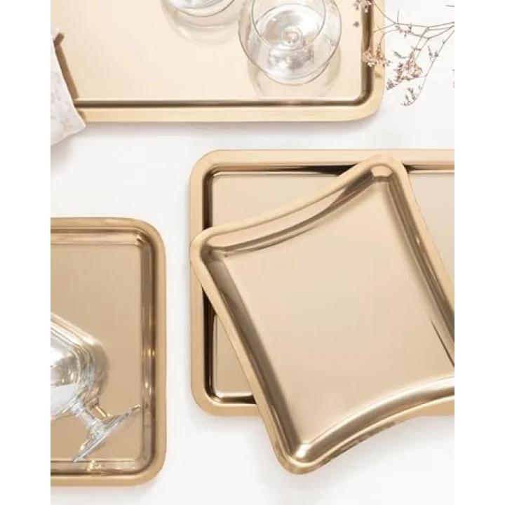 Shiny Metal Sunum Tepsisi Gold