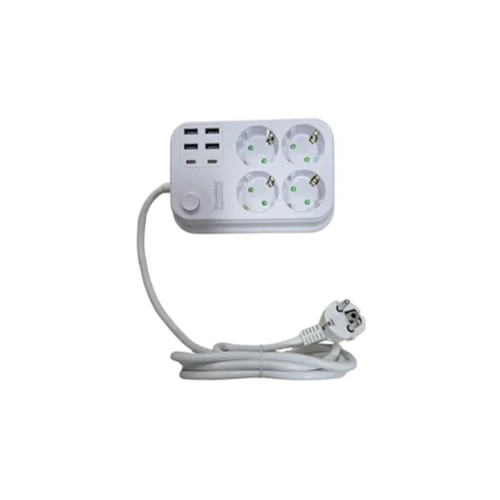 Showmax Serisi SH-2946 Termal Akım Korumalı Priz 2 MT (4 Priz + 4 Usb + 2 Type-c)