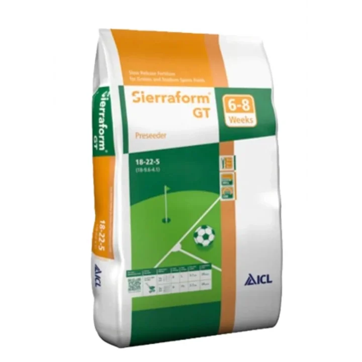 Sierraform GT Preseeder 18-22-5 6-8 Hafta Etkili Yavaş Salınımlı Çim Gübresi, Tohum Ekimi ve Rulo Çim İçin, 20 KG