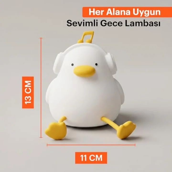 Silikon Gece Lambası, LED Yumuşak Sevimli Ördek Lamba, Çocuklar için Kısılabilir Gece Lambası, Şarj Edilebilir Bebek Yatak Odası Lambası, Emzirme ve Kreş Dekoru için