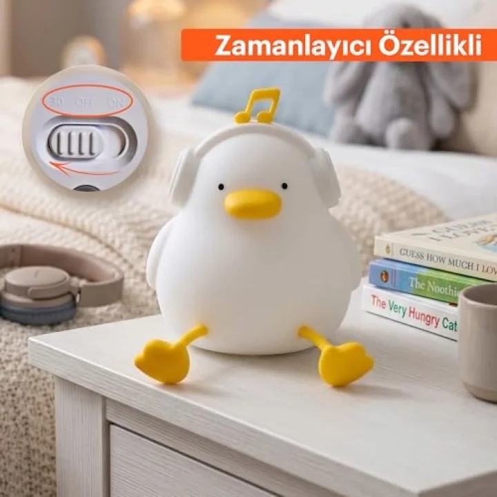 Silikon Gece Lambası, LED Yumuşak Sevimli Ördek Lamba, Çocuklar için Kısılabilir Gece Lambası, Şarj Edilebilir Bebek Yatak Odası Lambası, Emzirme ve Kreş Dekoru için